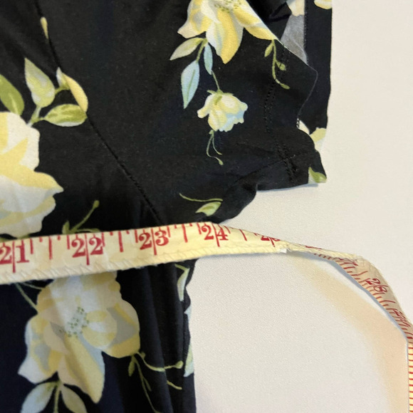 Fn  by Flora Nikrooz Black yellow floral blouse XL - Picture 6 of 7